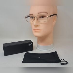 Mont Blanc Men's Eye Glasses Frames Gold Black Rectangle MB 629 028 56-15-145